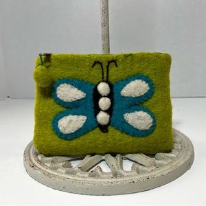 Woolen Felt Green Bobble Purse
